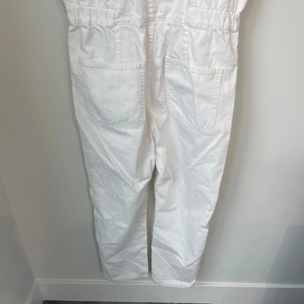 Free People We The Free Marci Jumpsuit Size Large Optic White Cotton Denim - Picture 12 of 15